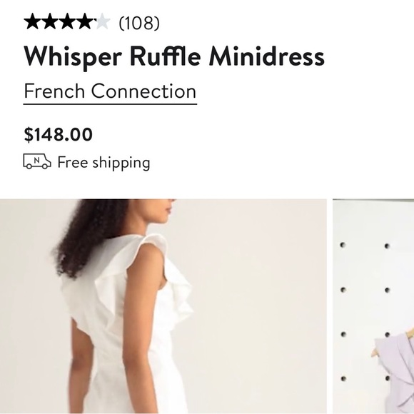 French Connection Whisper Ruffle Mini Dress white graduation dress vneck ruffles - Picture 16 of 16